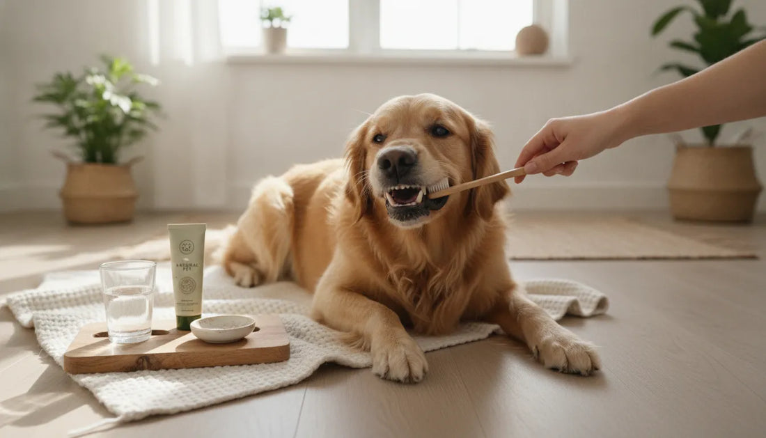 Dog during a calm daily oral wellness routine
