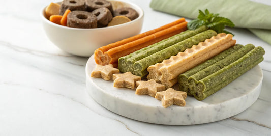 A variety of limited ingredient dental chews for dogs with sensitivities.